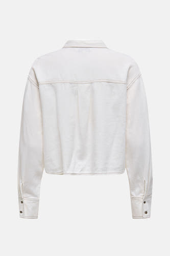 Chemise blanche à manches longues de ONLY, avec boutons sur les manches, dans un format cropped.