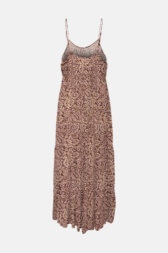 Mouwloze maxi-jurk in rood met print van ONLY® en dunne spaghettibandjes.