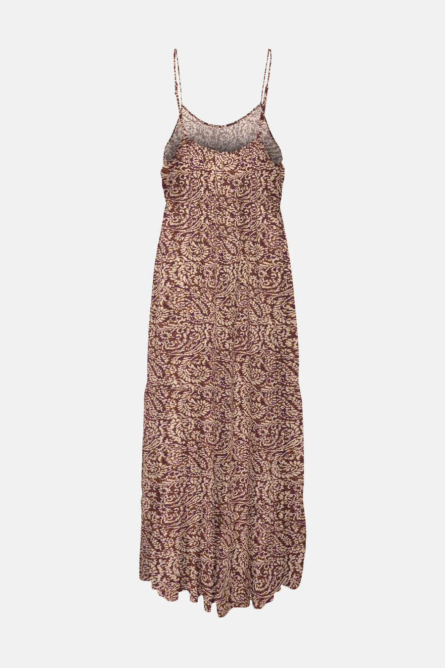Mouwloze maxi-jurk in rood met print van ONLY® en dunne spaghettibandjes.