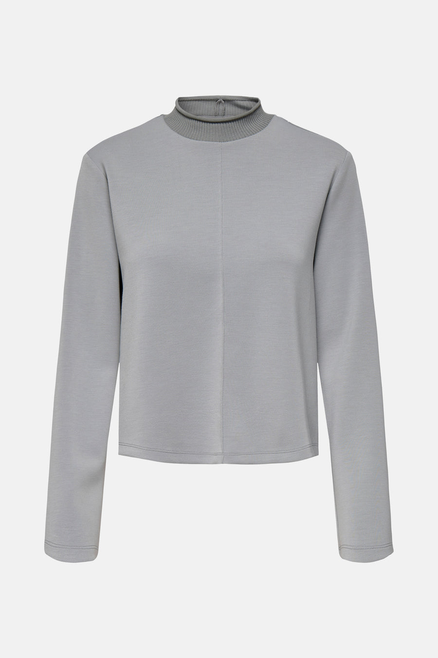 T-shirt gris à manches longues de JDY, avec un col et un tissu lisse.