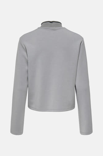 T-shirt gris à manches longues de JDY, avec un col en côtes haut et des manches longues.