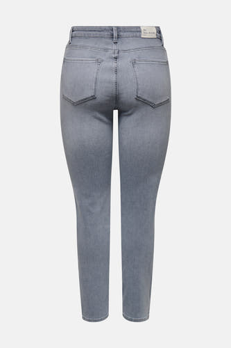 Grijze mom jeans van ONLY, achteraanzicht.