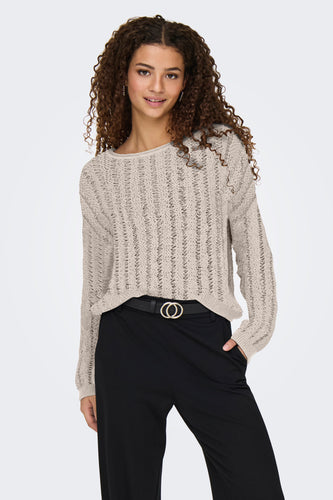Pull met ronde hals - Beige - ONLY®