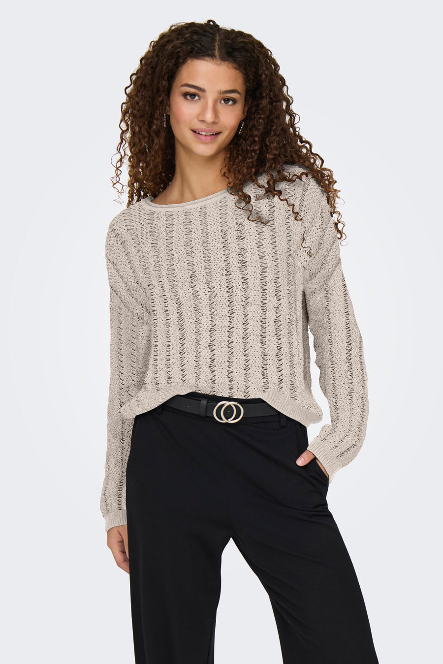 Pull met ronde hals - Beige - ONLY®