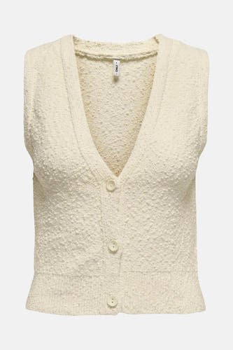 T-shirt écru ONLY, avec fermeture à boutons et un col texturé.