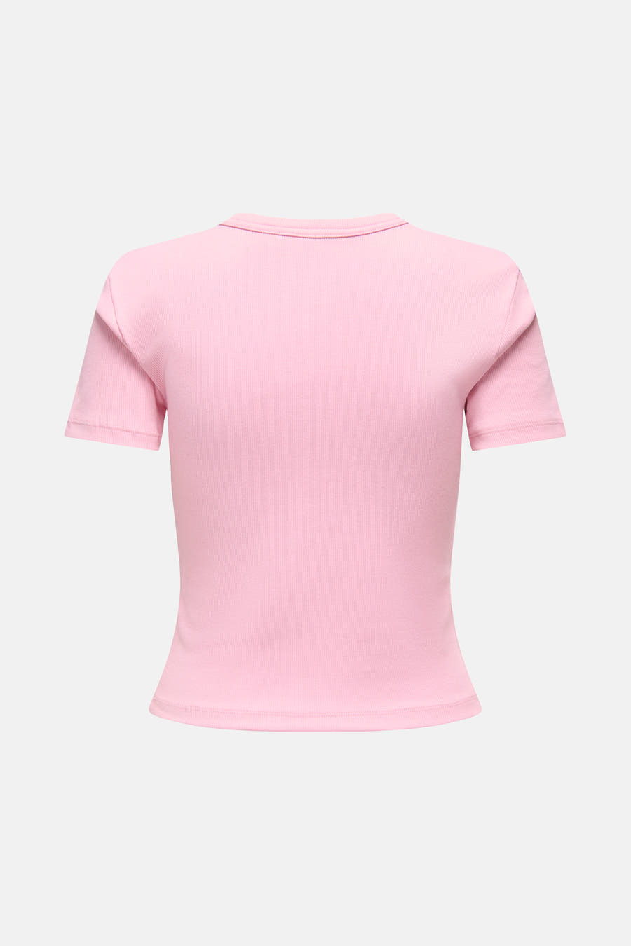 Roze T-shirt met korte mouwen van ONLY®, met een fijne ribstructuur.