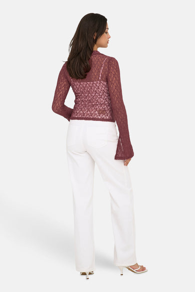 ONLPUSLE LS LACE V-NECK TOP WVN