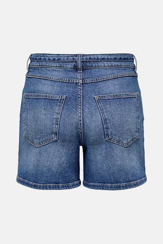 Blauwe denim short van ONLY, met achterzakken en stiksels.