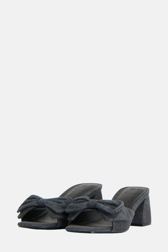 Donkergrijze denim pumps van ONLY, met decoratieve strik.
