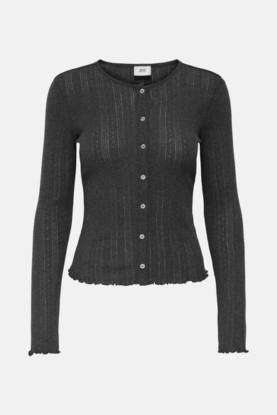 Grijs shirt met lange mouwen van JDY, met knoopsluiting en geribbelde details.
