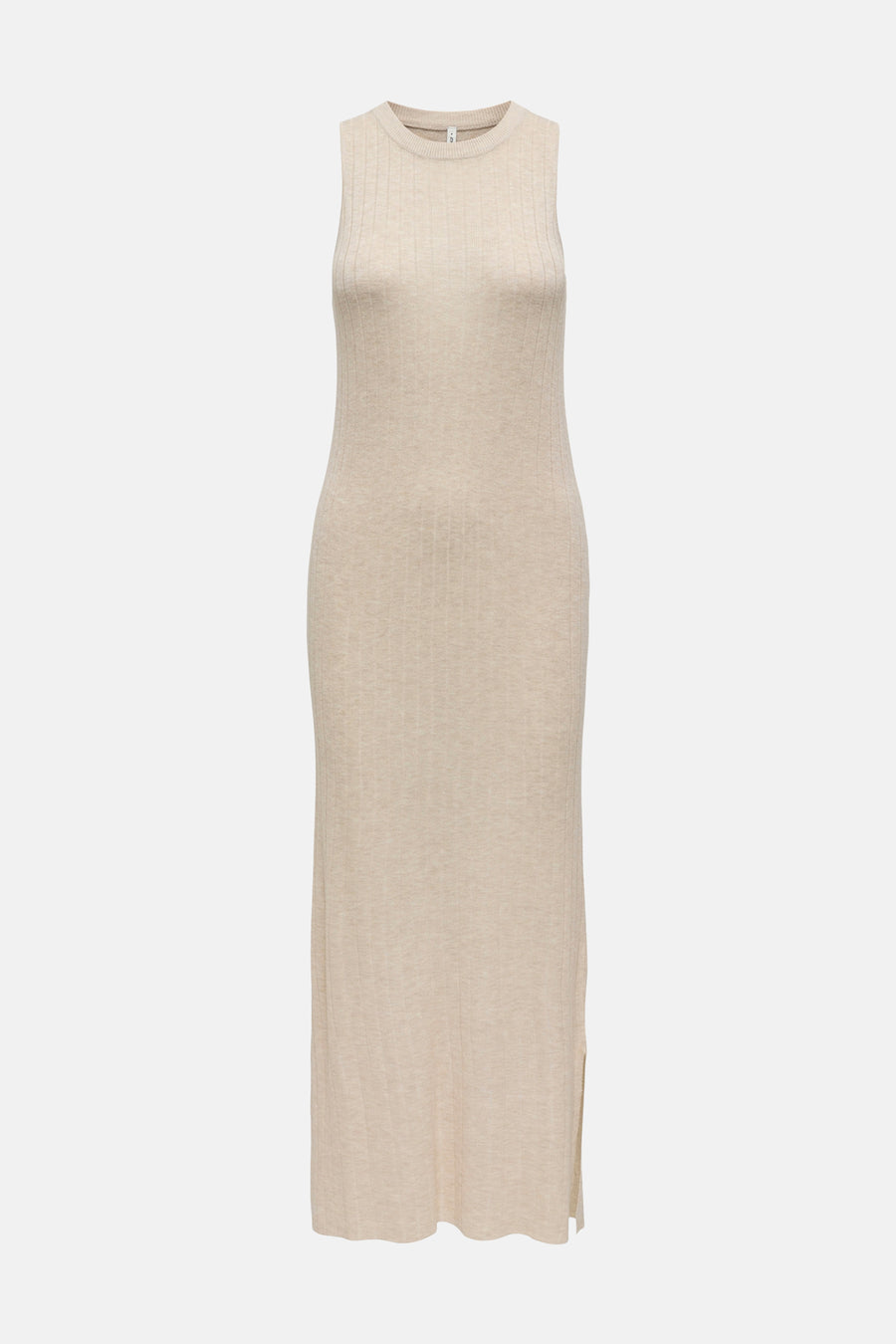 Robe sans manches en écru d'ONLY, avec une texture côtelée et une fente à l'ourlet.