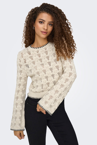Pull met ronde hals - ecru