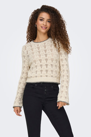 Pull met ronde hals - ecru
