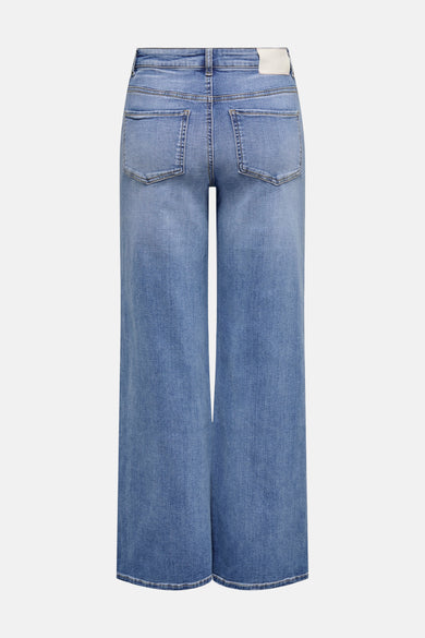 Wijde jeans van blauw denim van JDY, met achterzakken en tailleband.