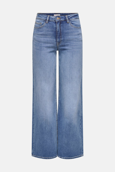 Jean en denim bleu moyen large de JDY, avec des poches arrière et une jambe large.