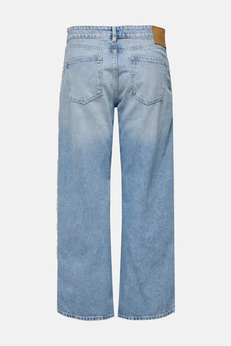 Jean en denim bleu clair large d'ONLY, avec des poches arrière et une jambe droite.