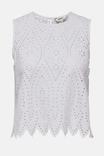 Blouse sans manches ONLY, avec un motif ajouré et une encolure sculptée.