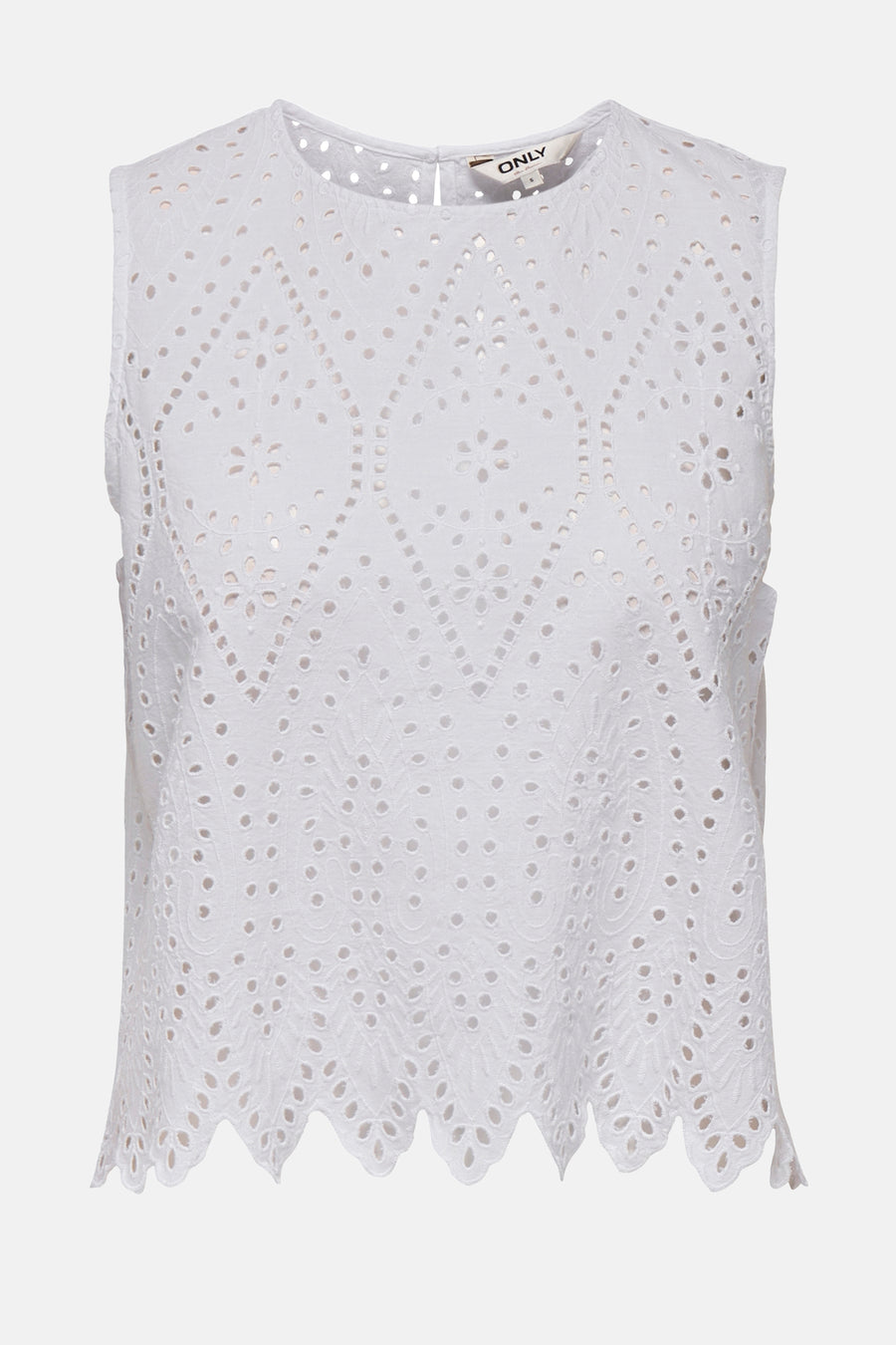 Blouse sans manches ONLY, avec un motif ajouré et une encolure sculptée.