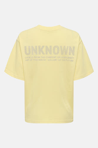 T-shirt jaune à manches courtes de ONLY, avec des strass décoratifs sur le dos.