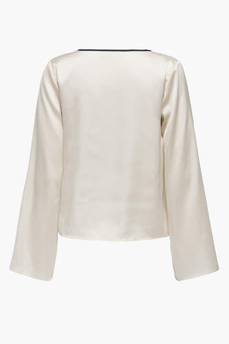 Witte blouse met lange mouwen van JDY, met een zwarte bies bij de halslijn.