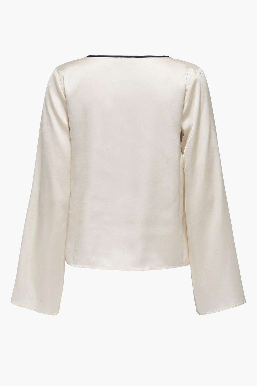 Witte blouse met lange mouwen van JDY, met een zwarte bies bij de halslijn.