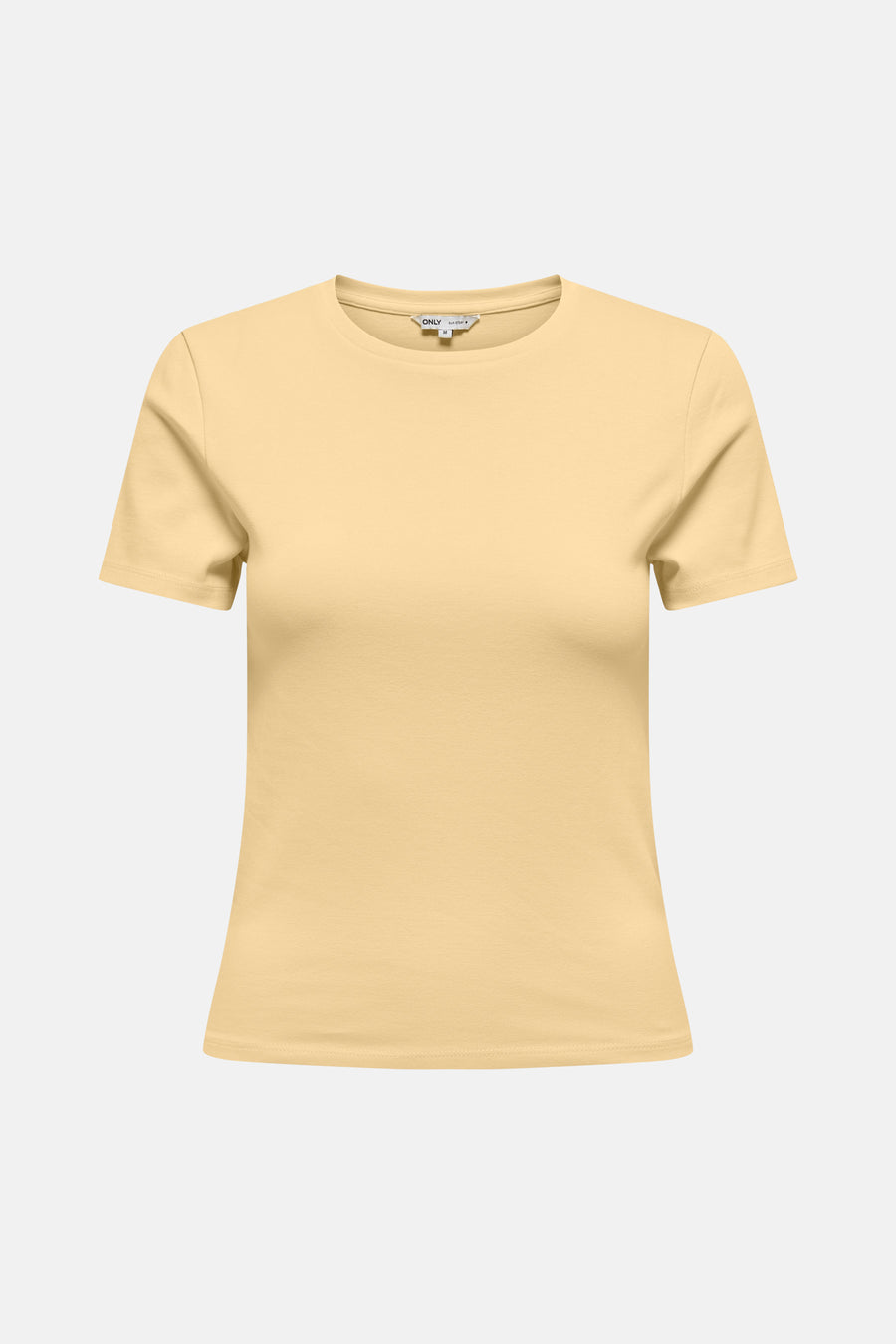 Gele korte mouwen t-shirt van ONLY® met ronde hals en gladde stof, front view
