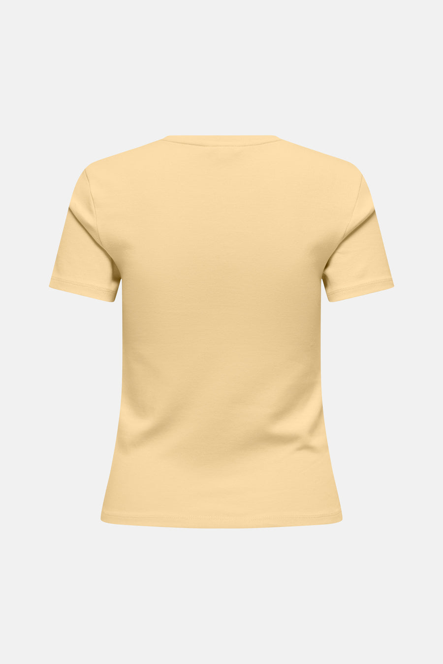 Gele korte mouwen t-shirt van ONLY®, achterzijde, gladde stof, ronde hals, strak model