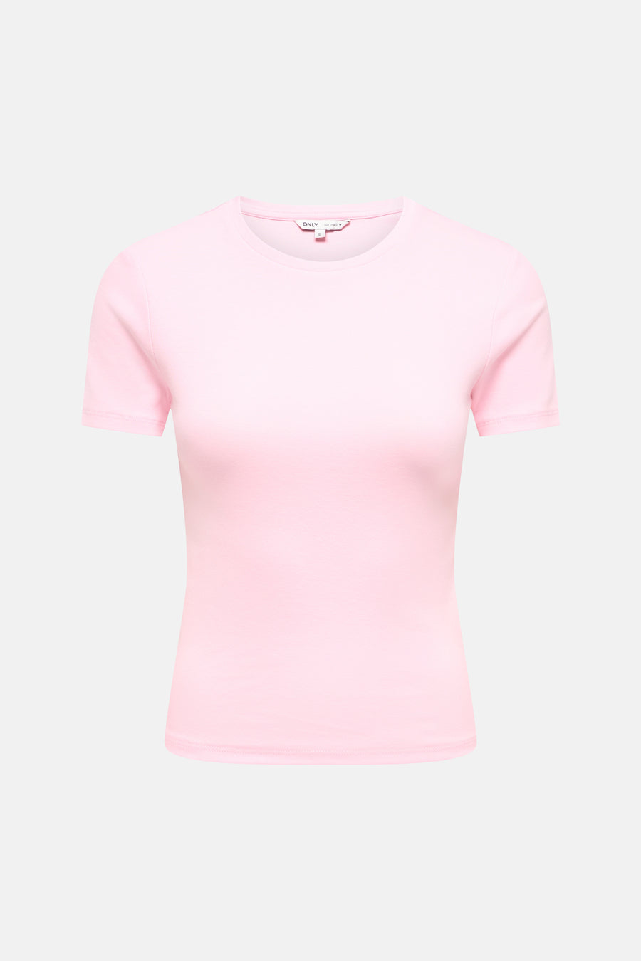 Roze korte mouwen t-shirt van ONLY® met ronde hals en gladde stof, front view