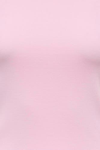 Roze korte mouwen t-shirt van ONLY®, gladde katoenmix, close-up detail van voorzijde