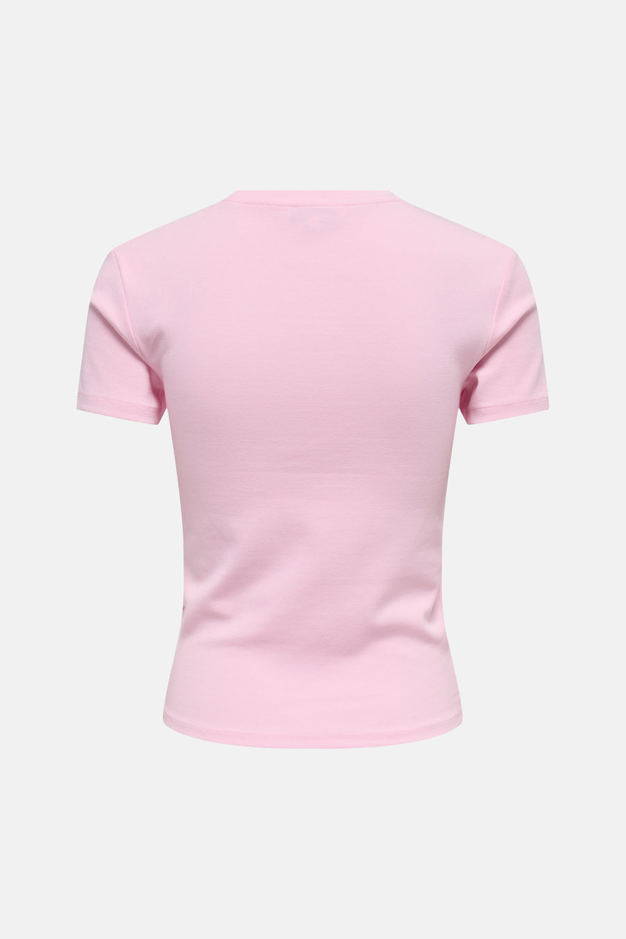 Roze korte mouwen t-shirt van ONLY®, achterzijde, gladde stof, minimalistisch design