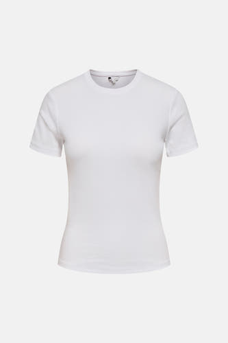 Witte korte mouwen T-shirt van ONLY® met ronde hals en gladde stof, front view