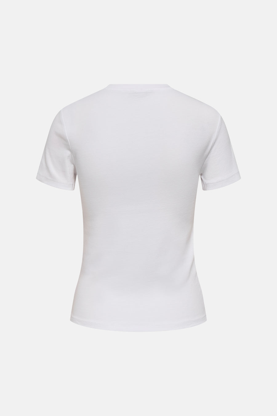 Witte korte mouwen t-shirt van ONLY®, achterzijde, gladde stof, strak model, ronde halslijn