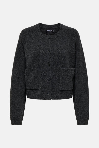Cardigan gris d'ONLY, avec une douce texture et des manches longues.