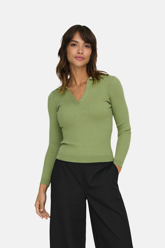 Pull met V-hals - groen