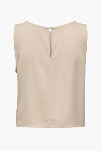 Beige blouse van JDY met een knoopdetail aan de achterkant en mouwloos model.