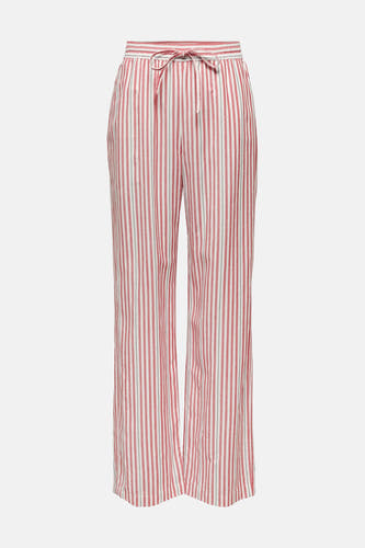Gestreept rode broek van ONLY, met trekkoord in de taille.