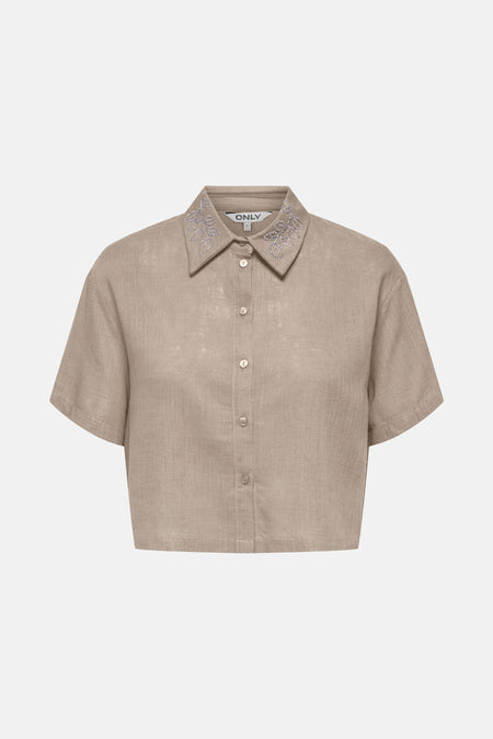 Hemd met korte mouwen - beige