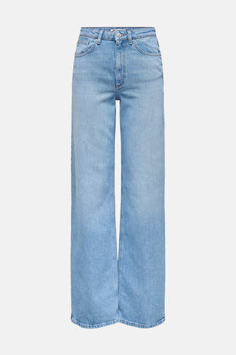 Lichtblauwe, wijde jeans van ONLY, in effen denimstof.
