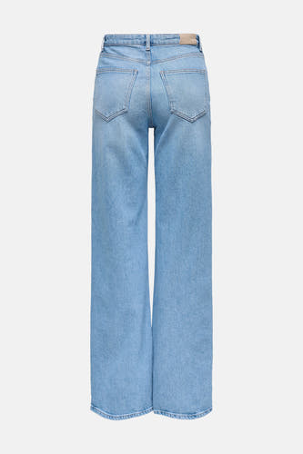 Lichtblauwe denim jeans wide van ONLY, met achterzakken en riemlussen.