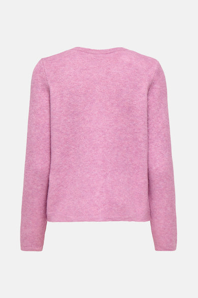 Roze cardigan van ONLY, met lange mouwen en een fijne gebreide textuur.