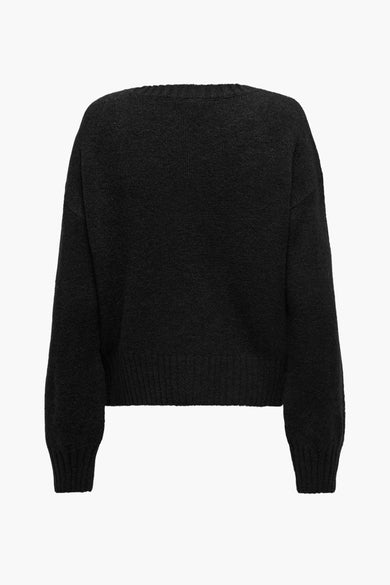 Sweat à capuche noir avec col rond de ONLY, tricoté uni.