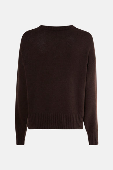 Pull-over marron avec col rond ONLY®, coupe droite, dos visible.
