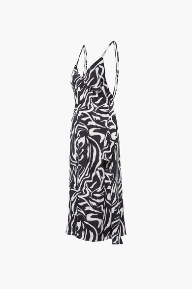 Tunique sans manches de ONLY®, avec un motif abstrait noir et blanc et des fines bretelles d'épaule.