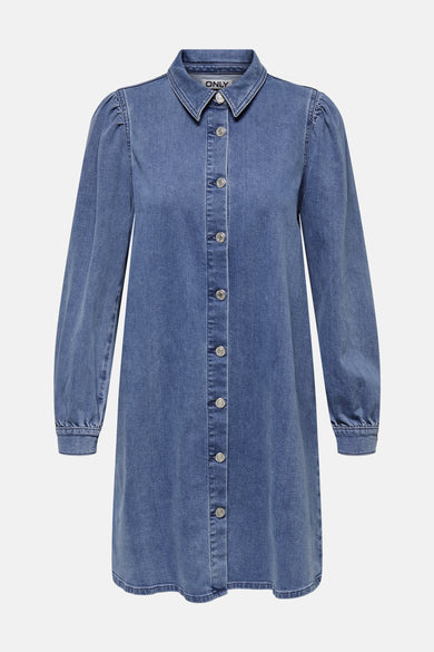 Kleedje met lange mouwen - mid blue denim