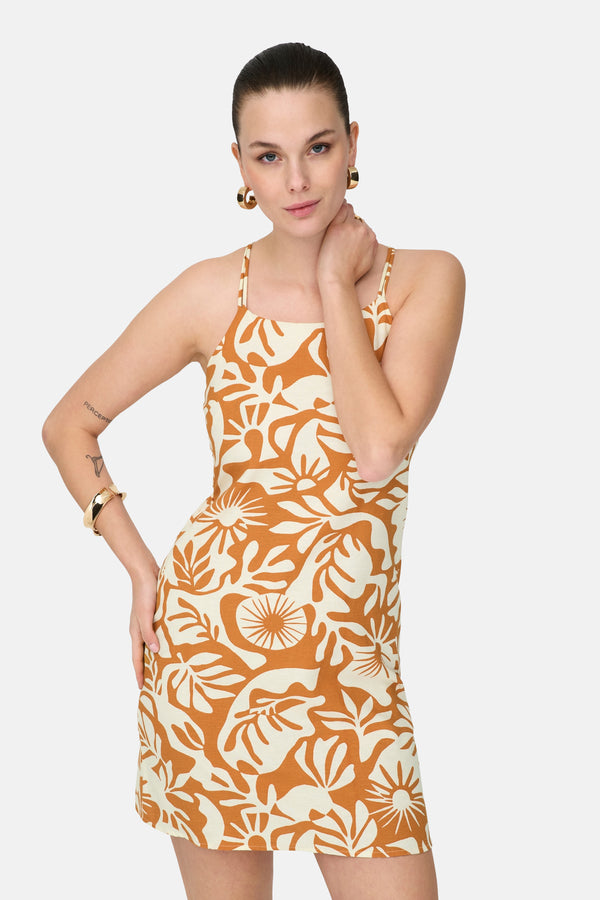 Dames tops kleed zonder mouw Oranje - ONLY®