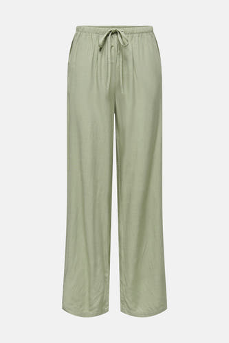 Pantalon vert de JDY, avec une taille élastique et une fermeture à nouer.