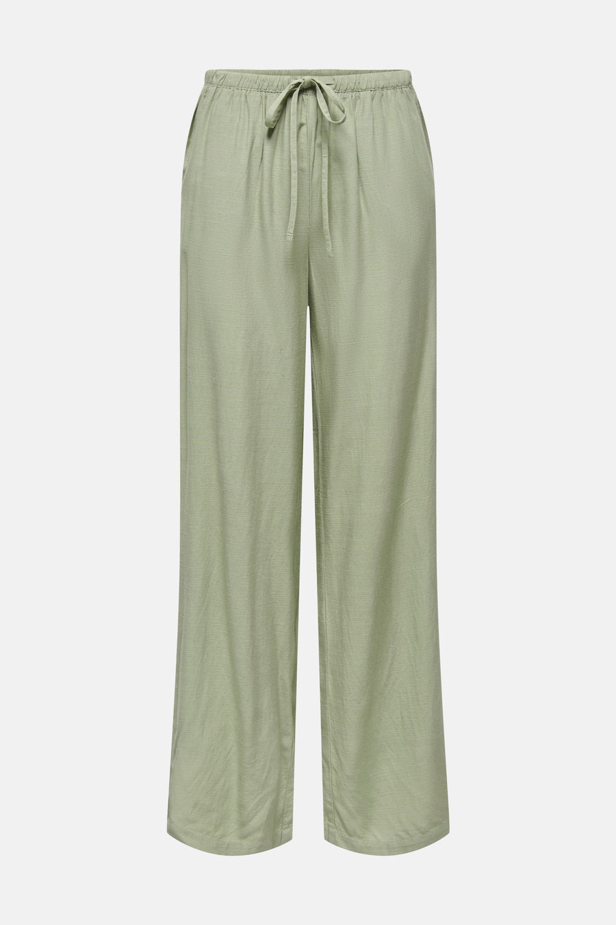 Pantalon vert de JDY, avec une taille élastique et une fermeture à nouer.