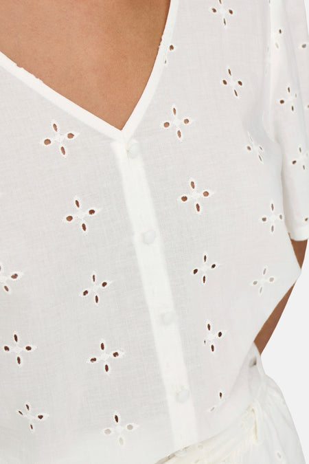 Blouse met korte mouwen - Wit