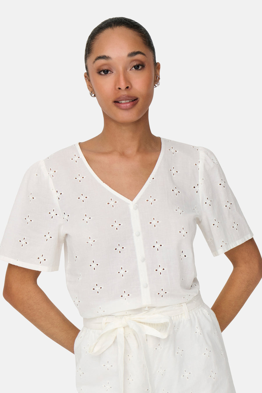 Blouse à manches courtes - Blanc - JDY