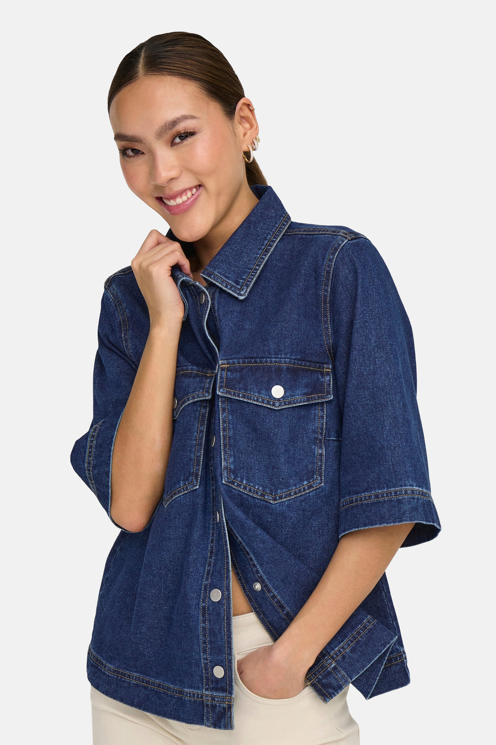 Chemisier (manches courtes) Dark blue denim - ONLY®
